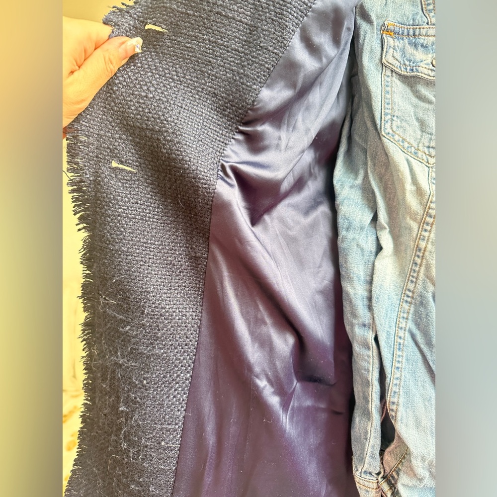 Tweed Navy Blue thick heavy jacket - Picture 8 of 11